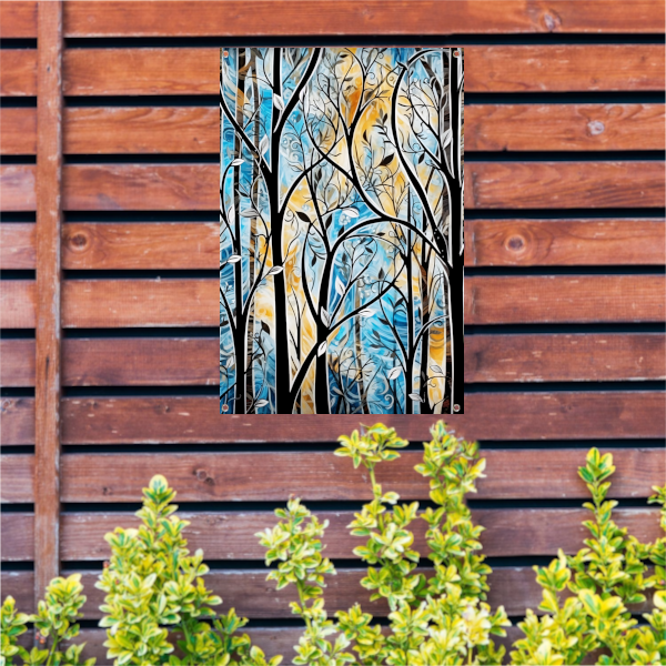 Kleurrijke Abstracte Natuur in Art Deco Stijl tuinposter