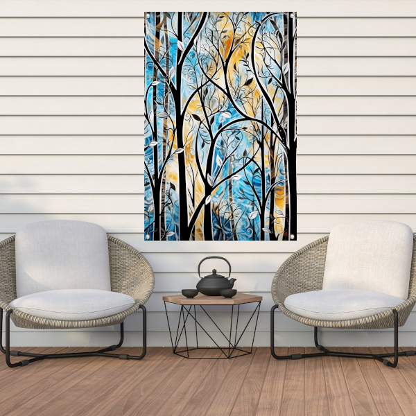 Kleurrijke Abstracte Natuur in Art Deco Stijl tuinposter