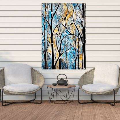 Kleurrijke Abstracte Natuur in Art Deco Stijl tuinposter