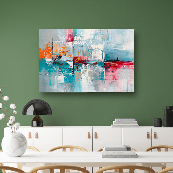 Abstracte kleurrijke moderne kunst op canvas canvas met baklijst
