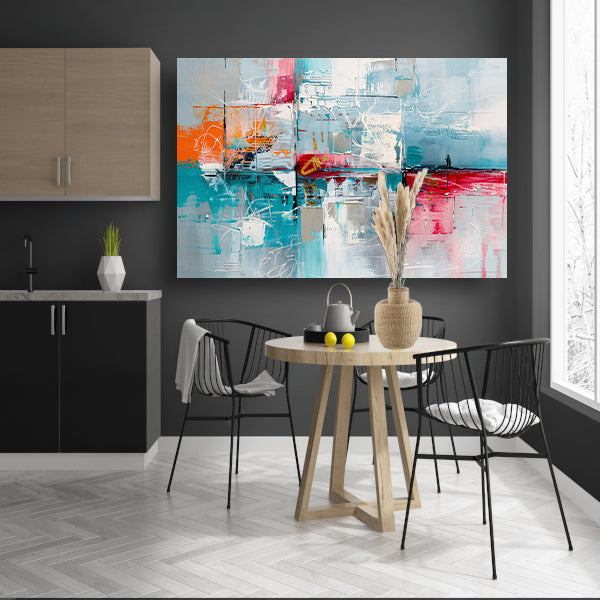 Abstracte kleurrijke moderne kunst op canvas poster