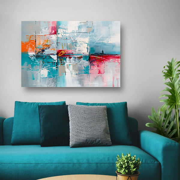 Abstracte kleurrijke moderne kunst op canvas poster