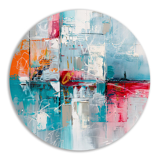 Abstracte kleurrijke moderne kunst aluminium muurcirkel