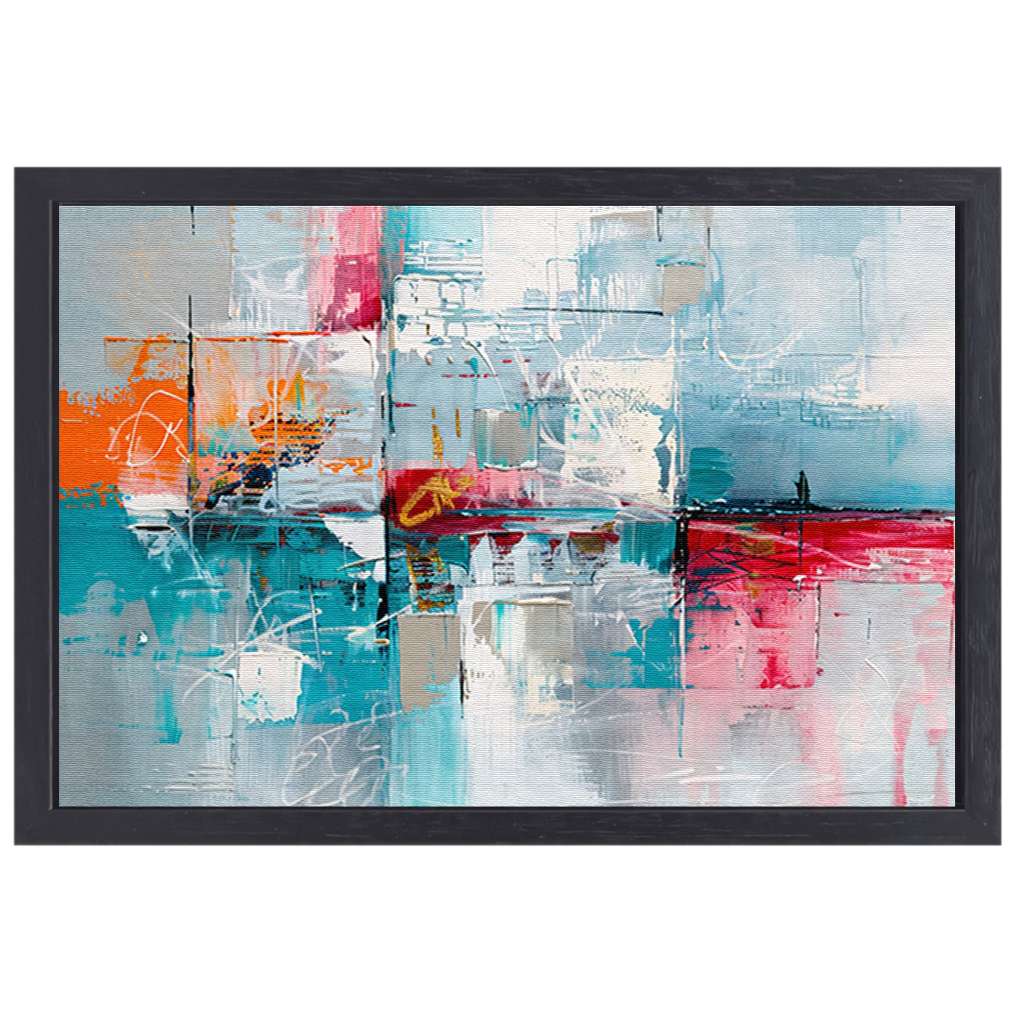 Abstracte kleurrijke moderne kunst op canvas canvas met baklijst