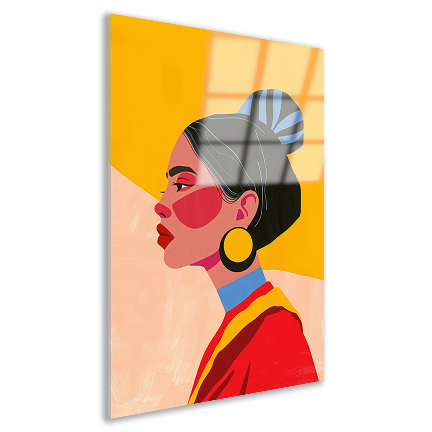 Stijlvol portret van een vrouw met culturele kleding acrylglas