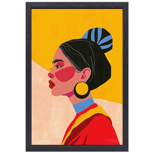 Stijlvol portret van een vrouw met culturele kleding canvas met baklijst