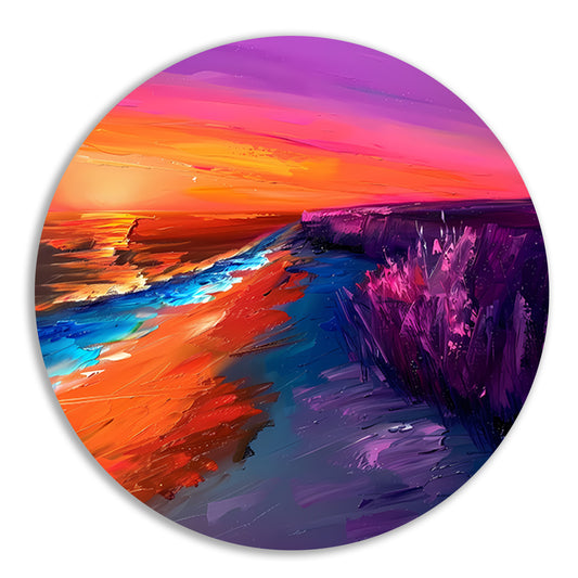 Kleurrijke abstracte zonsondergang bij zee forex muurcirkel