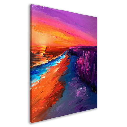 Kleurrijke abstracte zonsondergang bij zee canvas