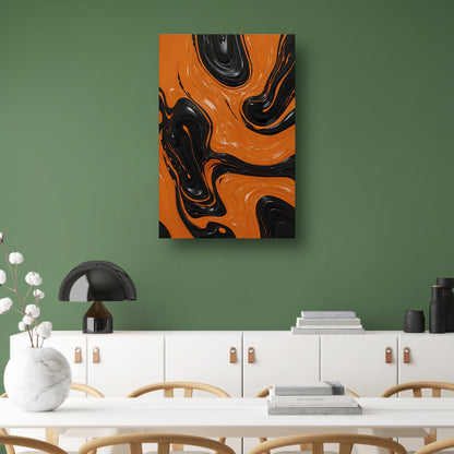 Dynamische Oranje en Zwarte Abstracte Kunst acrylglas