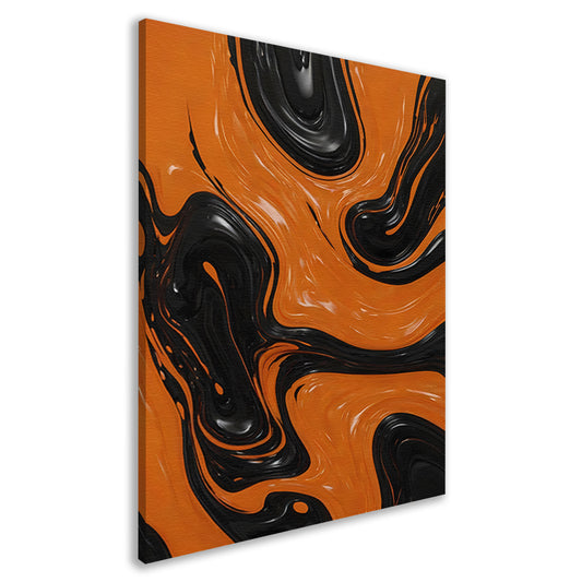 Dynamische Oranje en Zwarte Abstracte Kunst canvas