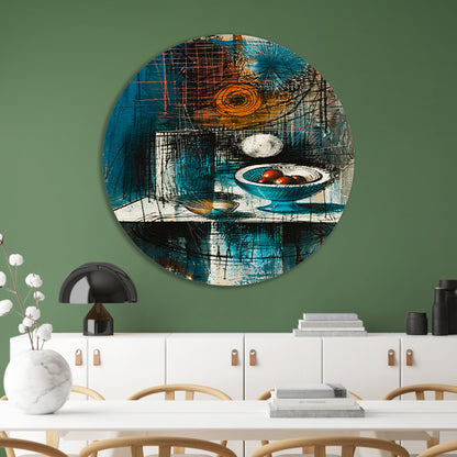 Abstract stilleven met schaal en fruit forex muurcirkel
