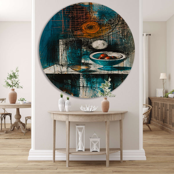 Abstract stilleven met schaal en fruit forex muurcirkel