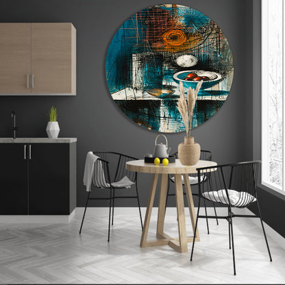 Abstract stilleven met schaal en fruit forex muurcirkel