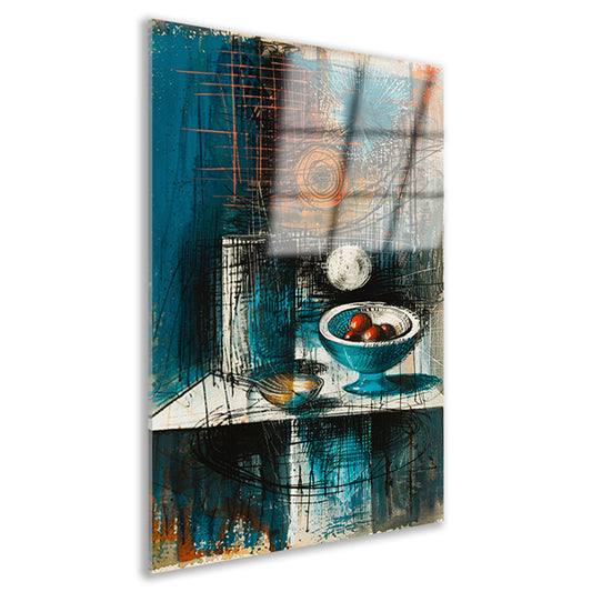 Abstract stilleven met schaal en fruit acrylglas