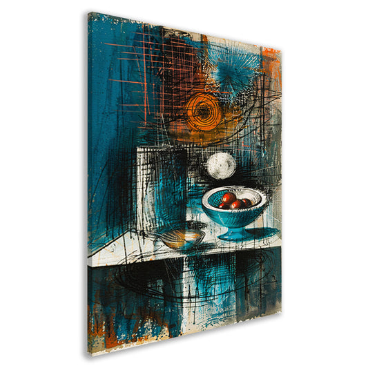 Abstract stilleven met schaal en fruit canvas