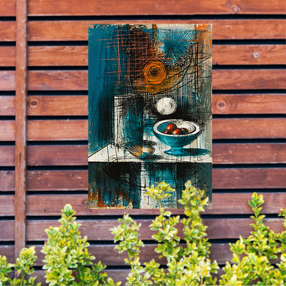 Abstract stilleven met schaal en fruit tuinposter