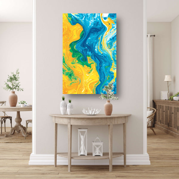 Abstract Kleurenexplosie in Beweging canvas met baklijst