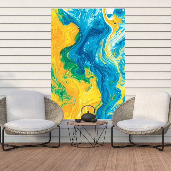 Abstract Kleurenexplosie in Beweging tuinposter