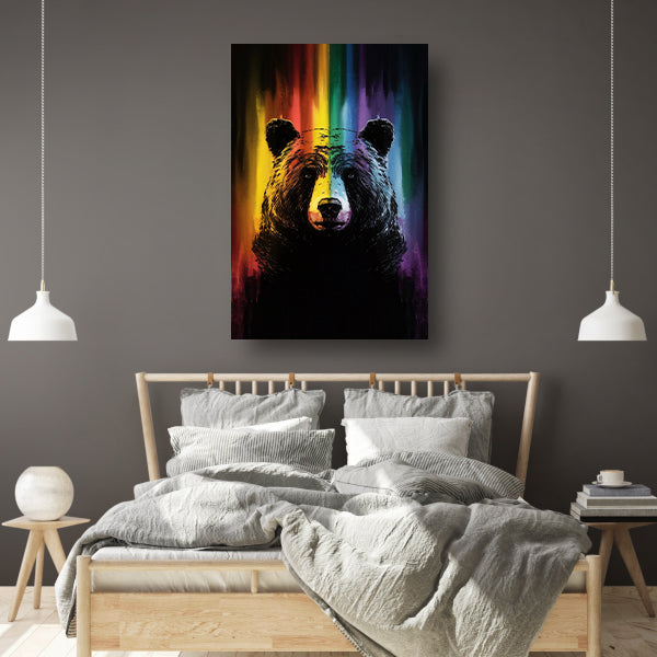 Regenboog gekleurde beer kunstwerk schilderij poster