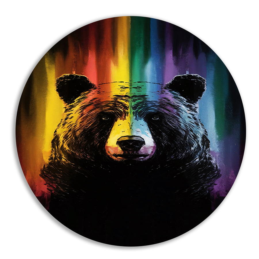 Regenboog gekleurde beer kunstwerk schilderij forex muurcirkel