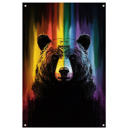 Regenboog gekleurde beer kunstwerk schilderij tuinposter