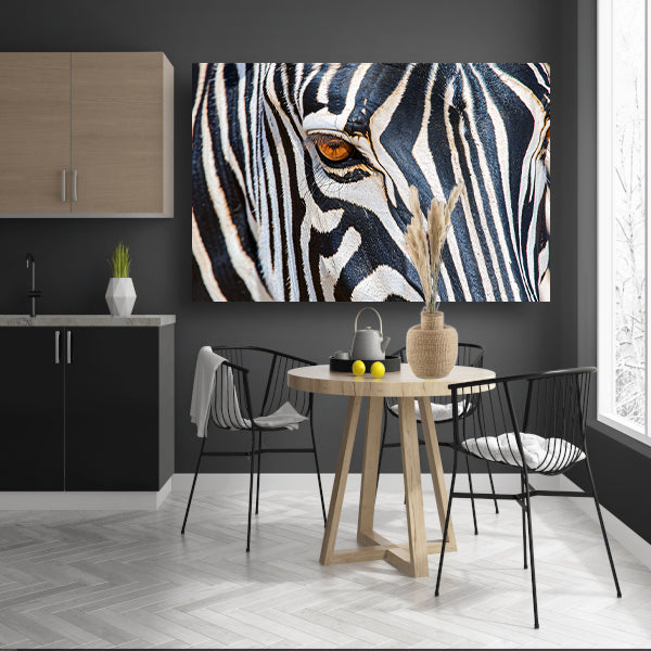 Zebra oog in indrukwekkende zwart-wit close-upposter