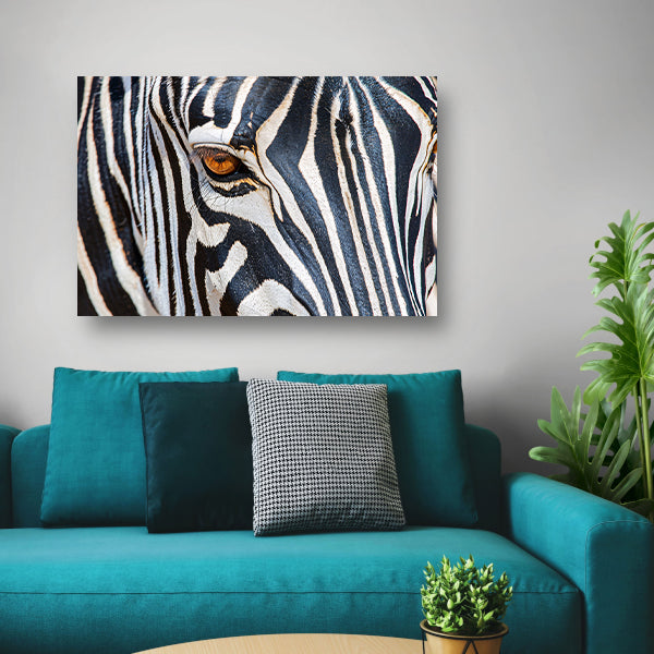Zebra oog in indrukwekkende zwart-wit close-upposter