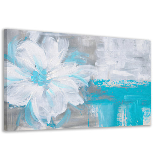 Abstracte blauwe bloem op witte achtergrond canvas