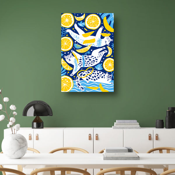 Speelse Tijgers in Citrus Oceaan acrylglas