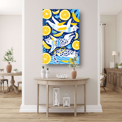 Speelse Tijgers in Citrus Oceaan acrylglas
