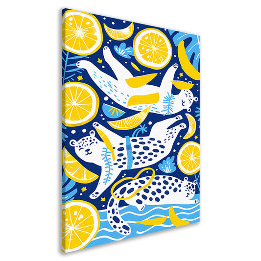 Speelse Tijgers in Citrus Oceaan canvas
