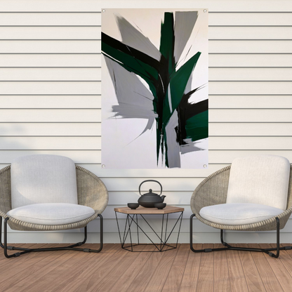 Dynamische Abstractie in Zwart-Wit Tinten tuinposter