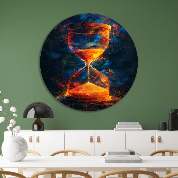 Abstract Zandloper Explosie aluminium muurcirkel