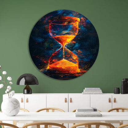 Abstract Zandloper Explosie aluminium muurcirkel