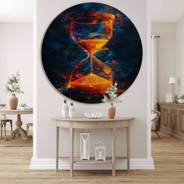 Abstract Zandloper Explosie aluminium muurcirkel