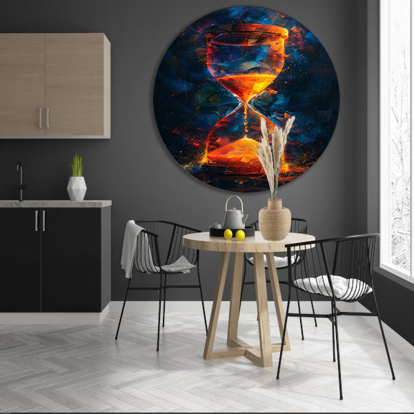 Abstract Zandloper Explosie aluminium muurcirkel