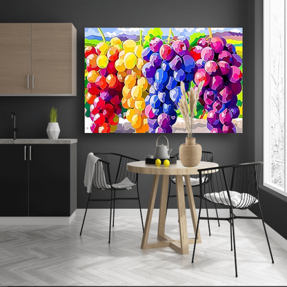 Kleurrijk stilleven met druiven canvas