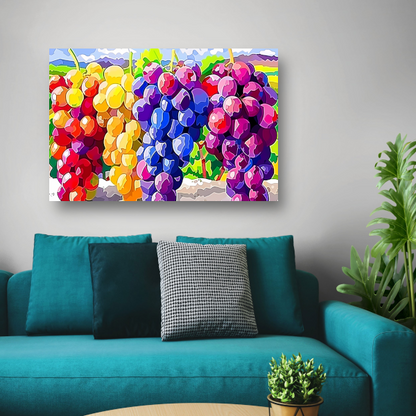 Kleurrijk stilleven met druiven canvas