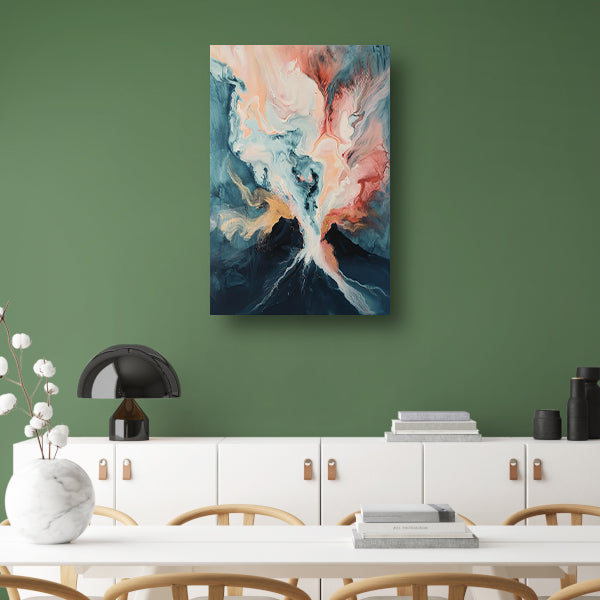 Abstracte vulkaanexplosie in dynamische kleuren poster