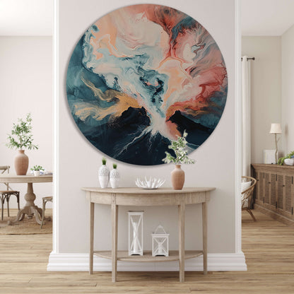 Abstracte vulkaanexplosie in dynamische kleuren forex muurcirkel