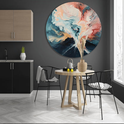 Abstracte vulkaanexplosie in dynamische kleuren aluminium muurcirkel