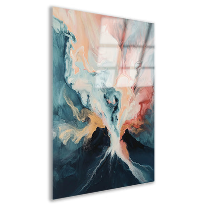 Abstracte vulkaanexplosie in dynamische kleuren acrylglas