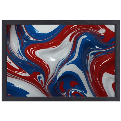 Dynamische Rood-Wit-Blauwe Abstracte Vormen canvas met baklijst