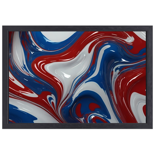 Dynamische Rood-Wit-Blauwe Abstracte Vormen canvas met baklijst