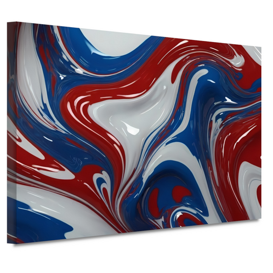 Dynamische Rood-Wit-Blauwe Abstracte Vormen canvas
