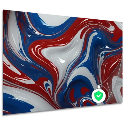 Dynamische Rood-Wit-Blauwe Abstracte Vormen poster