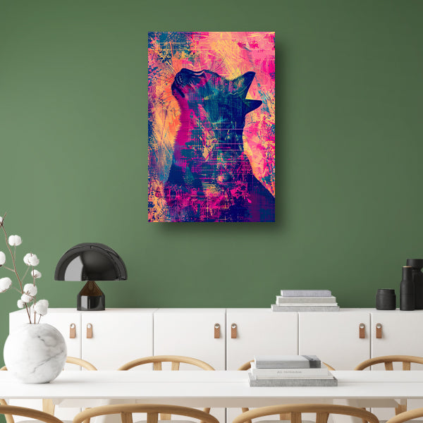 Digitale kunst van kat in levendige kleuren poster