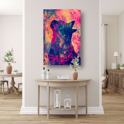 Digitale kunst van kat in levendige kleuren poster