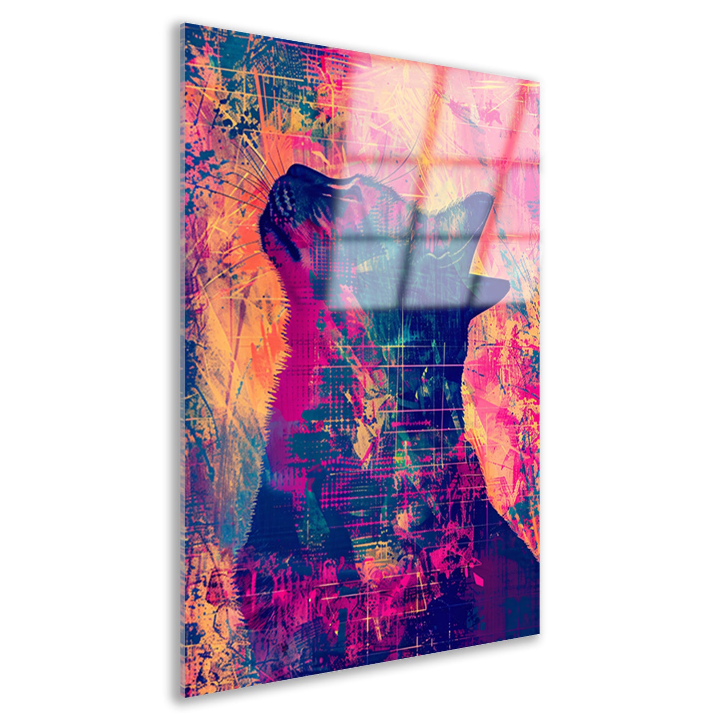 Digitale kunst van kat in levendige kleuren acrylglas