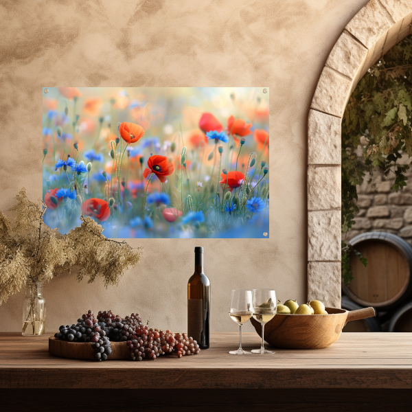 Een sereen veld van bloemen in pastelkleuren tuinposter